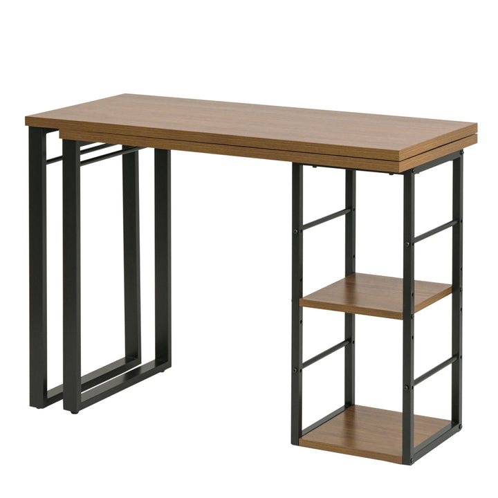 パソコンデスクI字型省スペース広いL字スタイル木目調