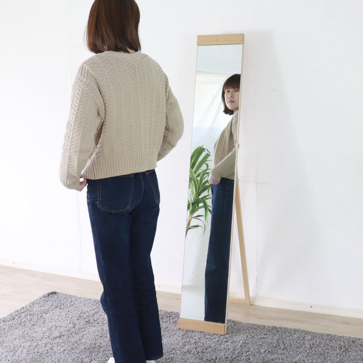 スタンドミラー全身木枠ノンフレーム25×150cmスリム