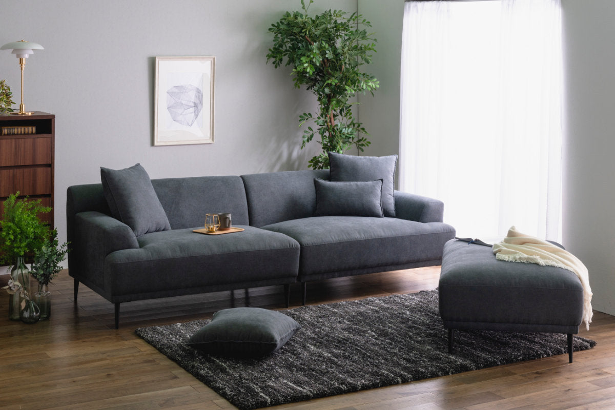 グレー コーナーソファ クッション付き コーナークッションセット 212×212 フランネル生地 2層構造 モカ