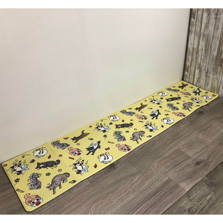 キッチンマットやわらかプニプニ折りたためるフロアマットフェリシモ猫部45×180cm