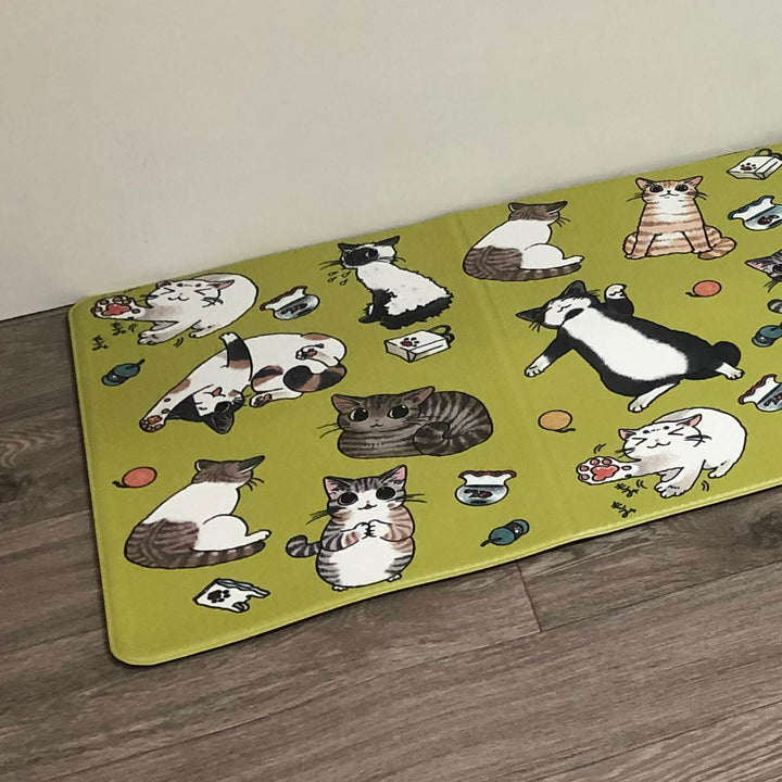 キッチンマットやわらかプニプニ折りたためるフロアマットフェリシモ猫部45×240cm