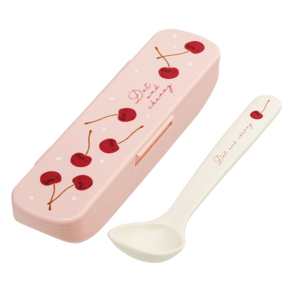 スプーンケース付き抗菌スープスプーンケースDot＆チェリーピンク