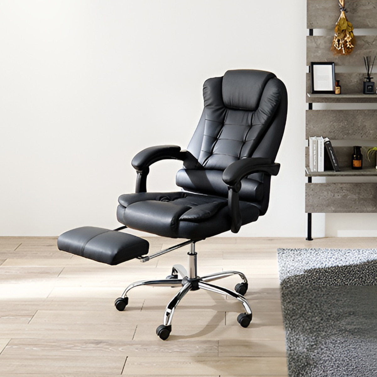 リクライニングチェア 回転式 一人用 フットレスト 座面高47～57cm