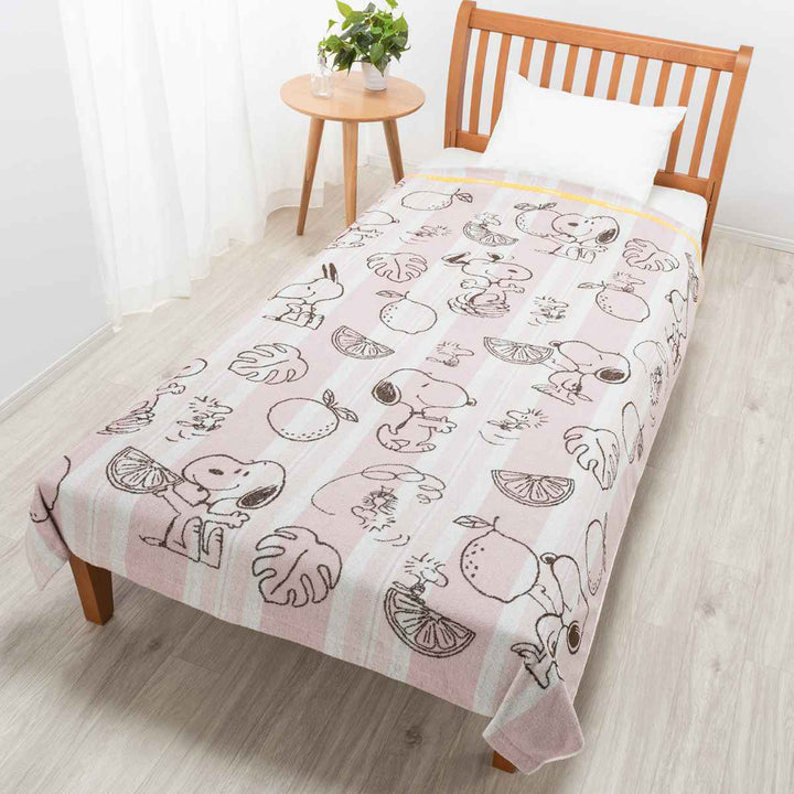 西川タオルケットシングルPEANUTSスヌーピービタミンフルーツ綿100％ジャガード織