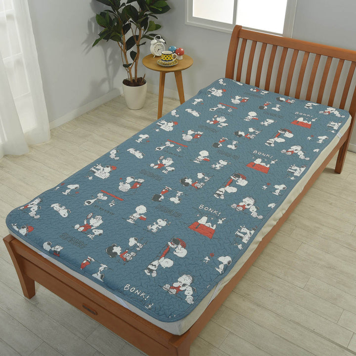 西川敷パッドシングルピーナッツ・ギャングスヌーピー洗濯機可