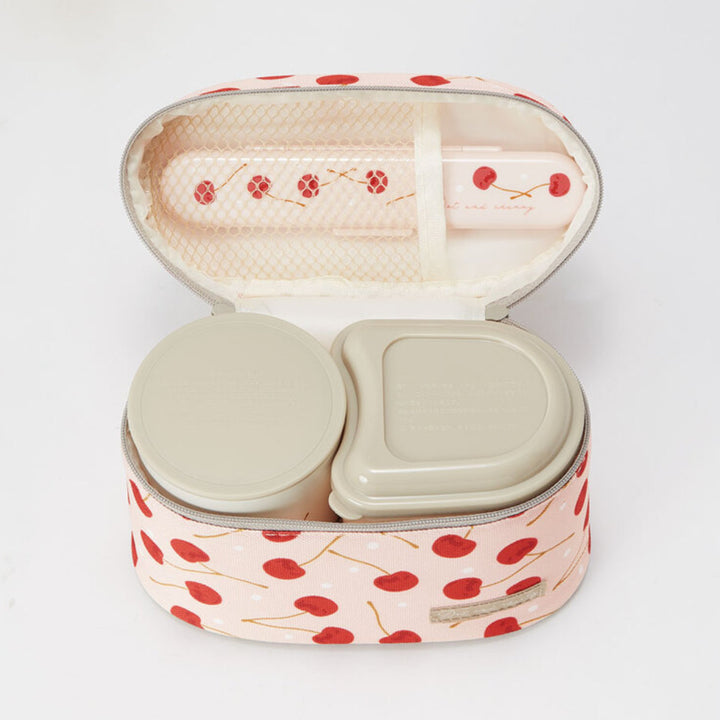 弁当箱保温560ml抗菌保温ジャー付ランチDot＆チェリーピンク