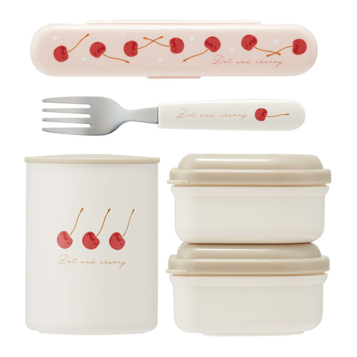 弁当箱保温560ml抗菌保温ジャー付ランチDot＆チェリーピンク