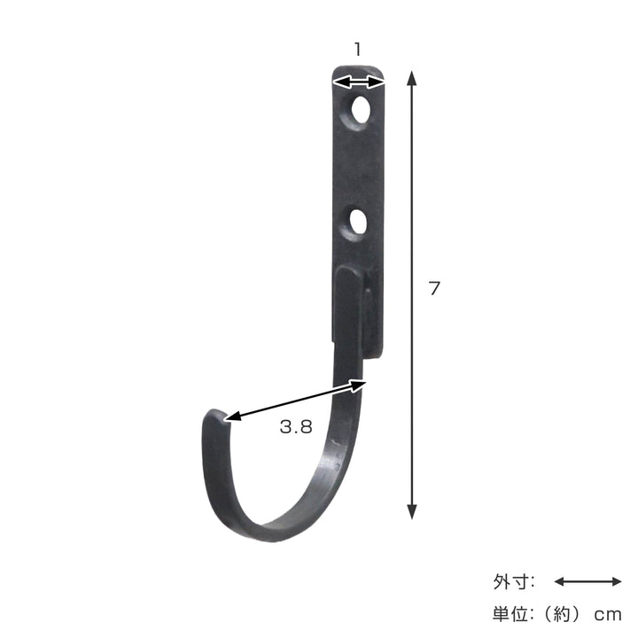 壁掛けフックアイアンフラットフックLアンティーク調