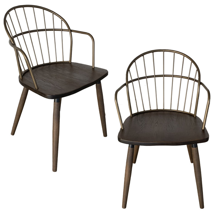 ダイニングチェア肘付き背もたれシャープ座面高42.5cm