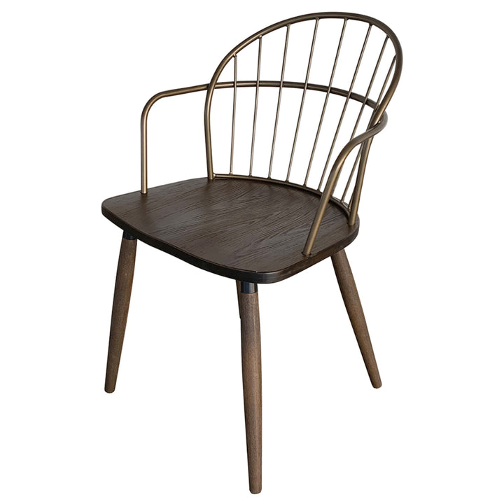 ダイニングチェア肘付き背もたれシャープ座面高42.5cm