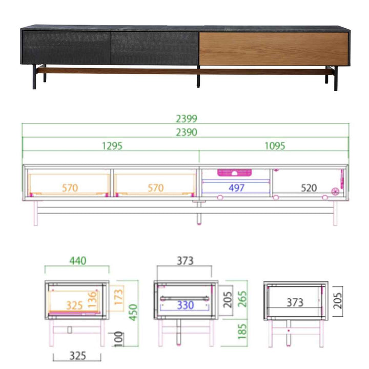AVローボードテレビ台モダンデザインリモコン透過扉ALvin幅240cm