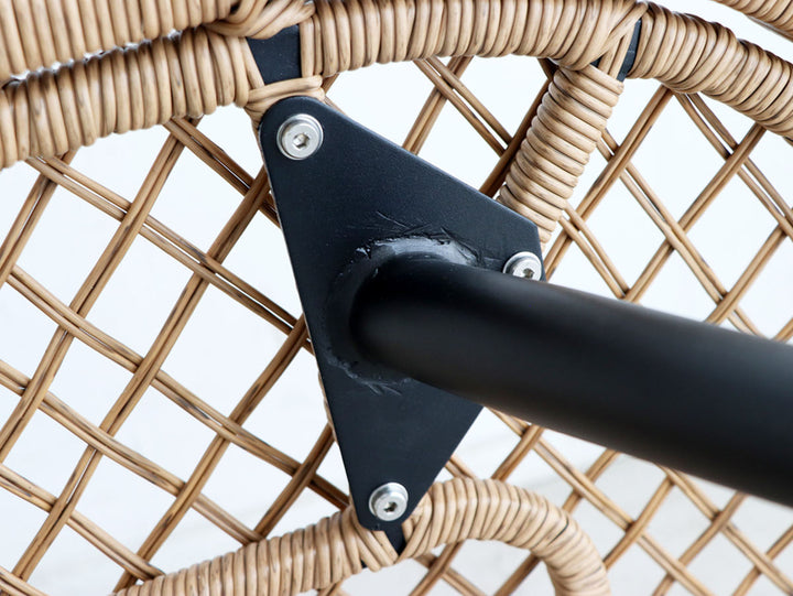 リゾネアリビングテーブル幅105cmラタン調ガラス天板