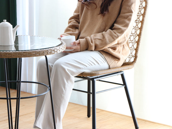 リゾネアダイニングチェア座面高44cmラタン調軽量