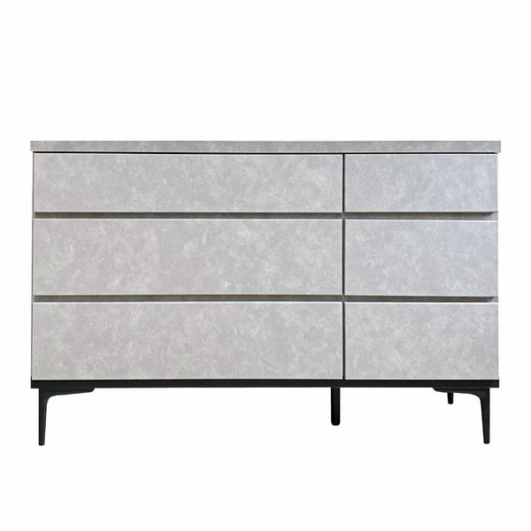 ローチェスト3段石目調デザインスチール脚約幅120cm