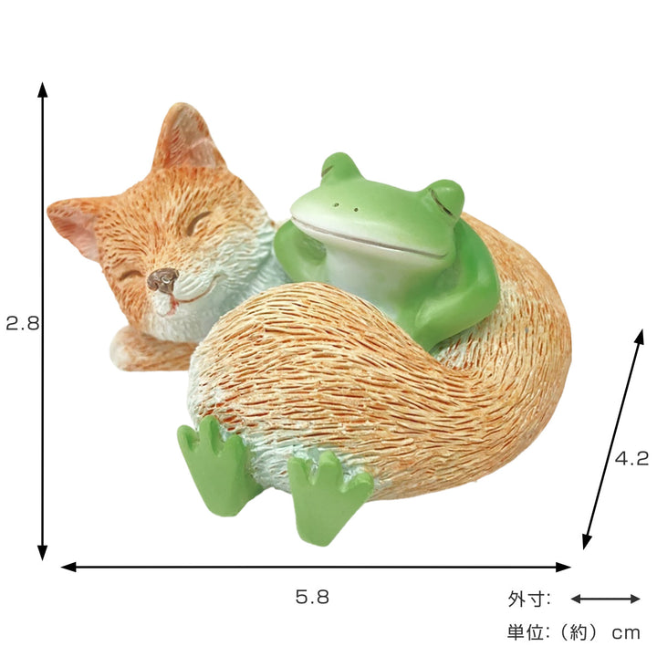 コポーキツネとすやすやカエル置物