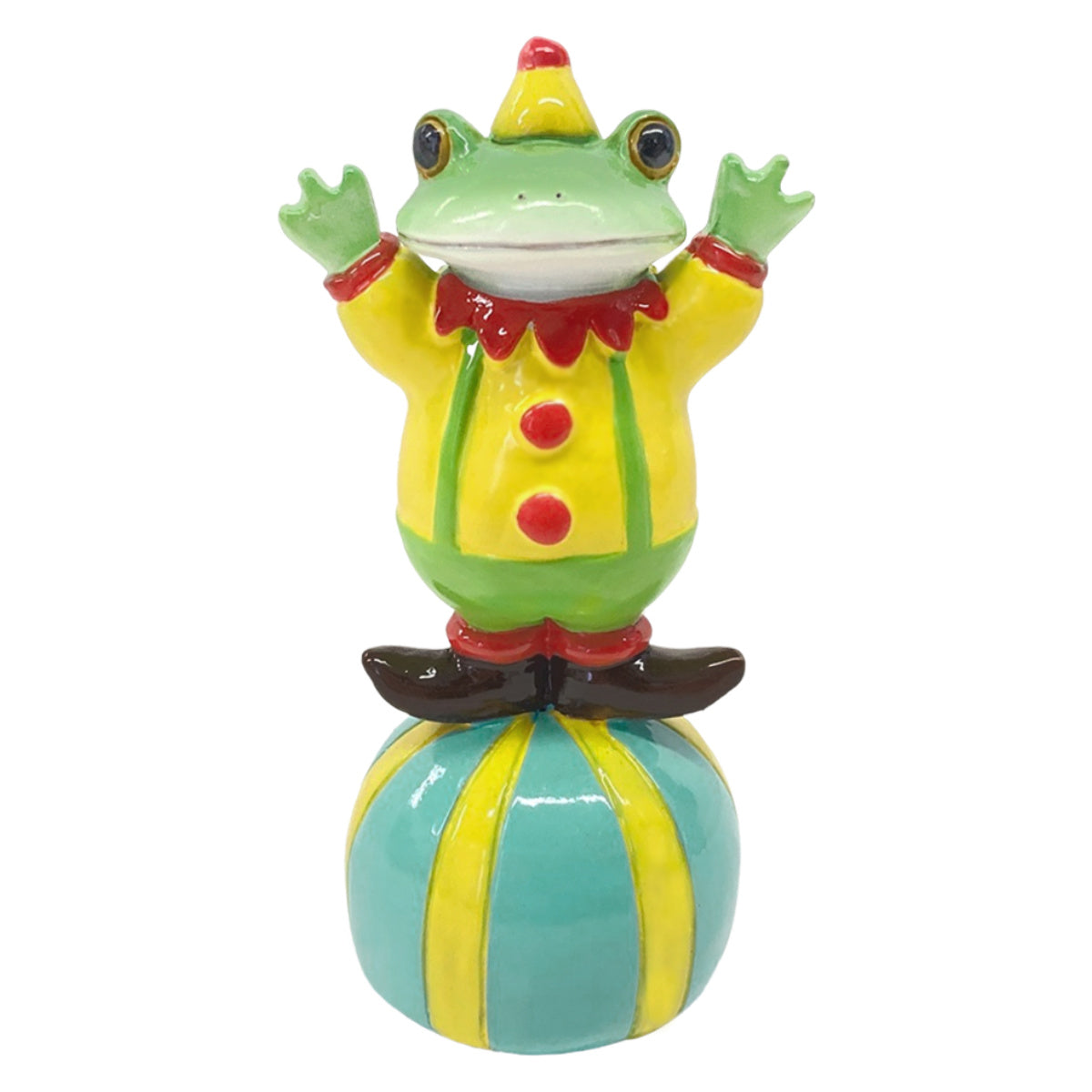 コポー サーカス ボールに乗るピエロタロウ カエル 置物 – ハウジー