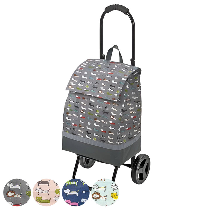 ショッピングカートネコ柄折りたたみ軽い買い物中