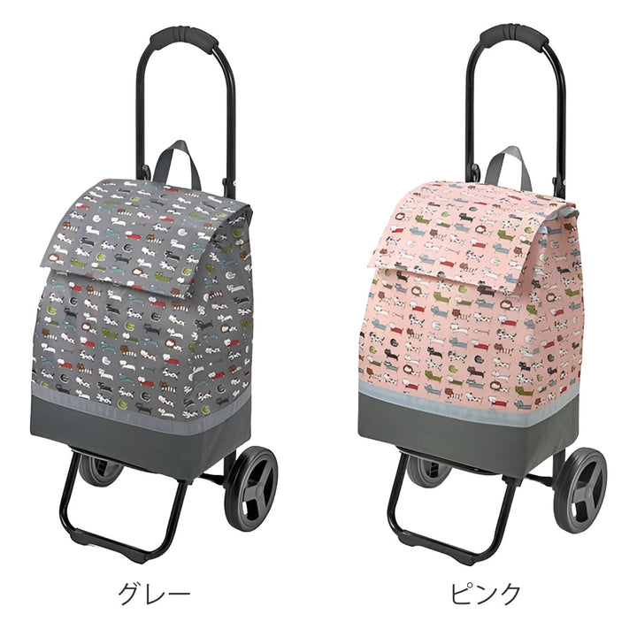ショッピングカートネコ柄折りたたみ軽い買い物中