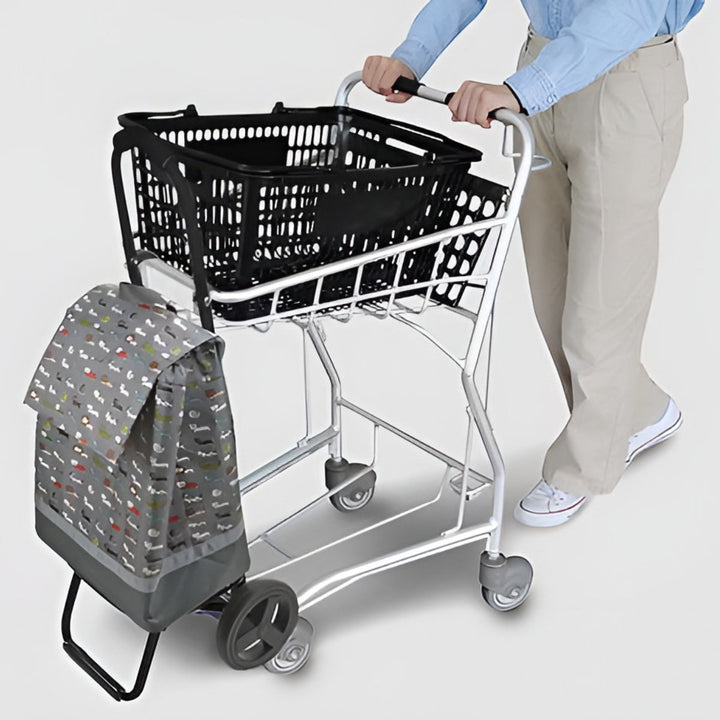 ショッピングカートネコ柄折りたたみ軽い買い物中