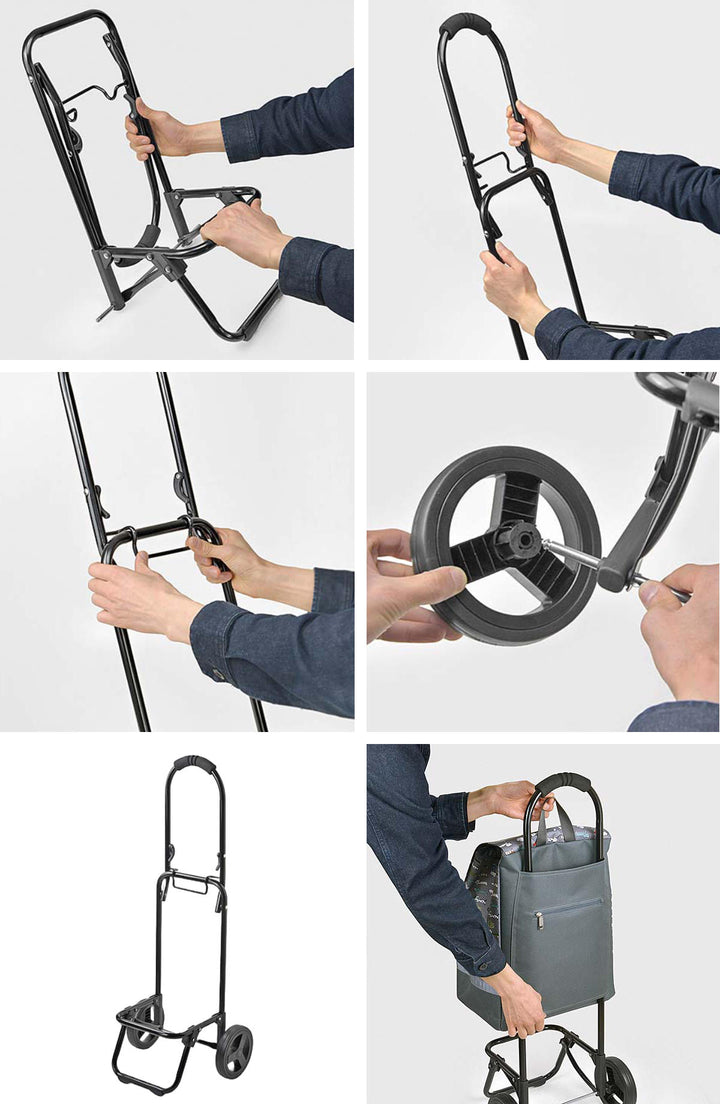 ショッピングカートネコ柄折りたたみ軽い買い物中