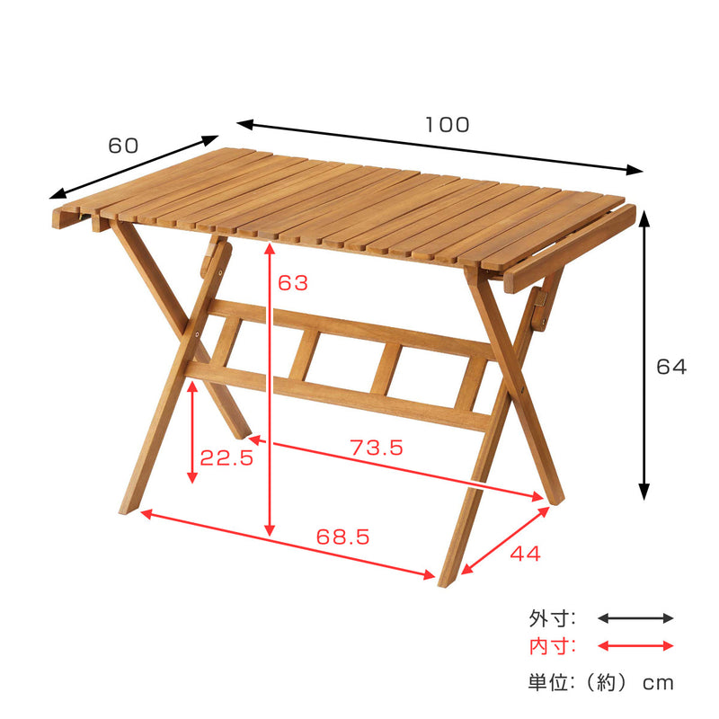 アウトドアテーブルロールトップハイテーブル幅100×奥行60cm