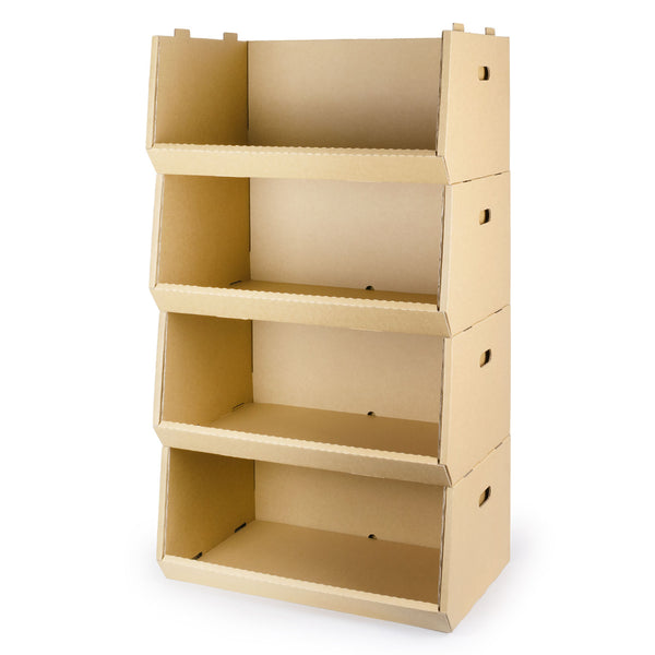 収納ボックススタッキングコンテナW4個セットダンボール製