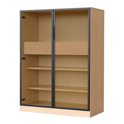 ガラスキャビネット ミドルタイプ リビング収納 LOCKO 日本製 幅90cm