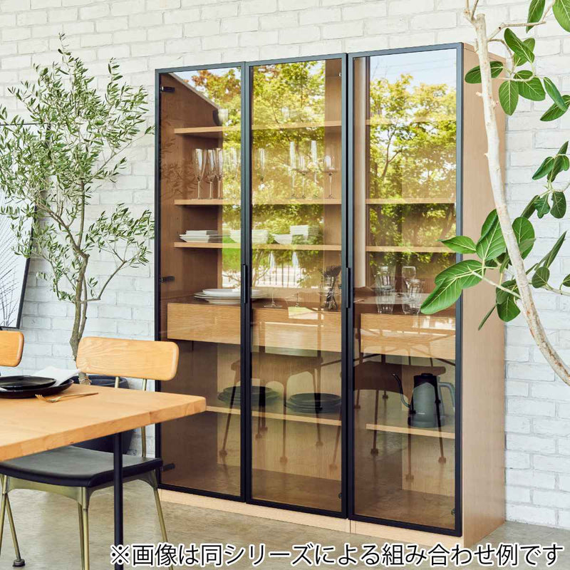 ガラスキャビネット ハイタイプ リビング収納 LOCKO 日本製 幅90cm