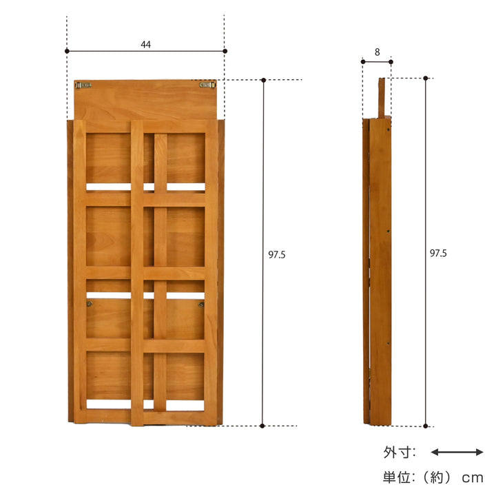 オープンラック3段天然木折りたたみ式幅44cm