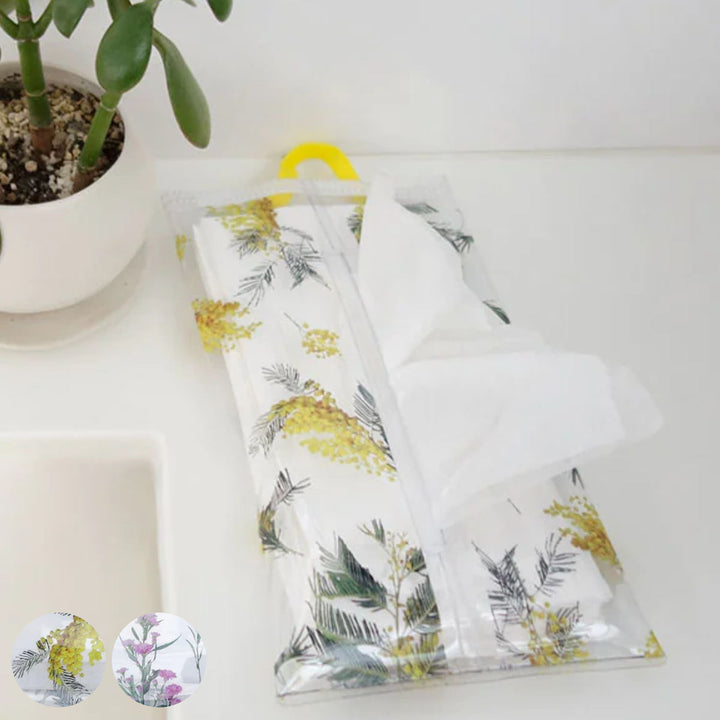 ティッシュケースクラルテソフトパッククリア花吊り下げ