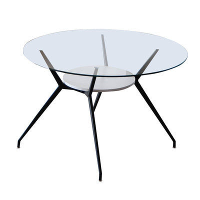 ダイニングテーブル 丸テーブル 4人掛け ガラス 収納スペース付き 幅110cm