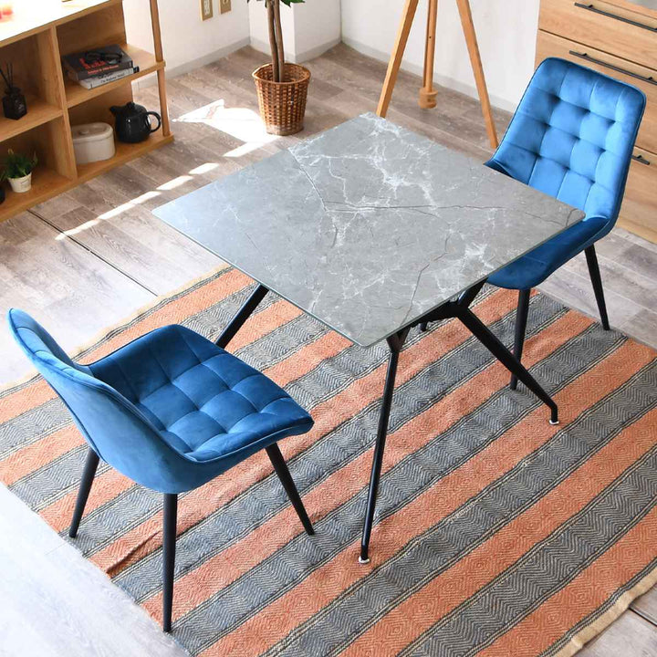 ダイニングチェア2脚セット疲れにくい背もたれベロア座面高42cm