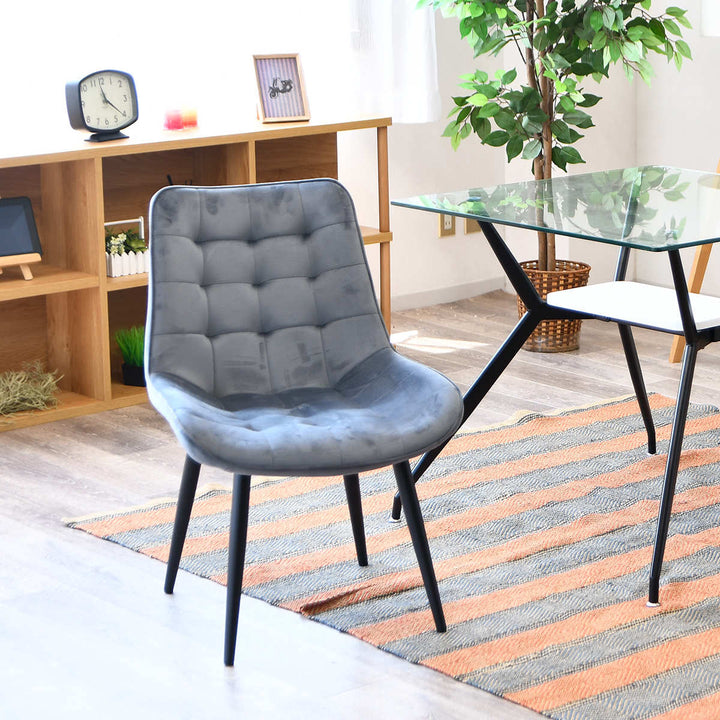 ダイニングチェア2脚セット疲れにくい背もたれベロア座面高42cm