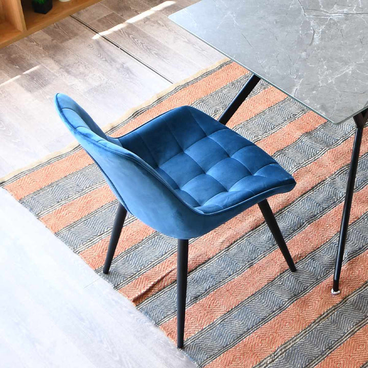 ダイニングチェア2脚セット疲れにくい背もたれベロア座面高42cm