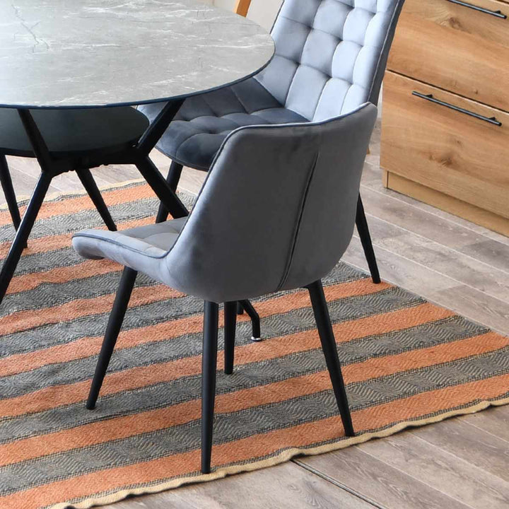 ダイニングチェア2脚セット疲れにくい背もたれベロア座面高42cm