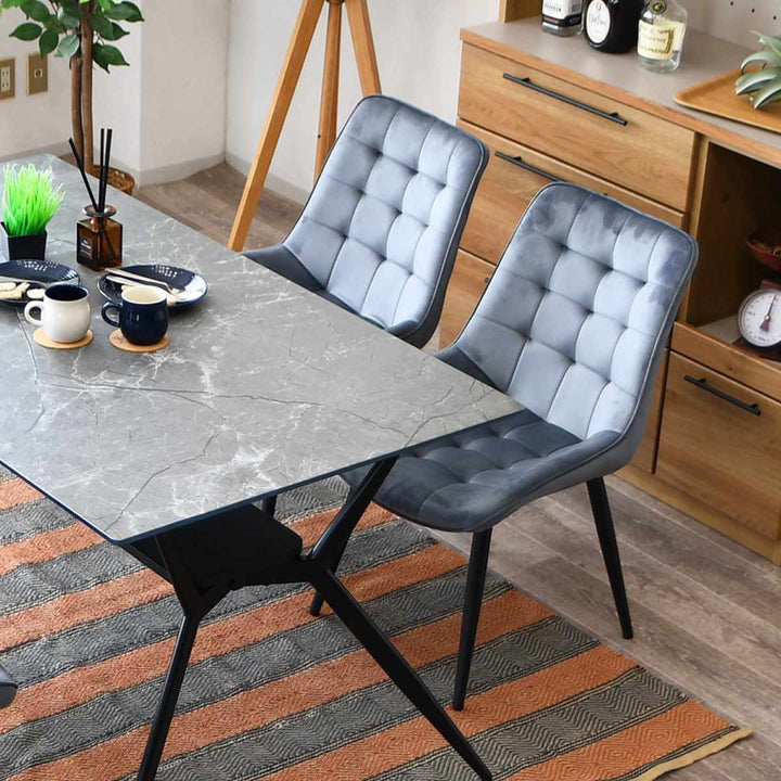 ダイニングチェア2脚セット疲れにくい背もたれベロア座面高42cm