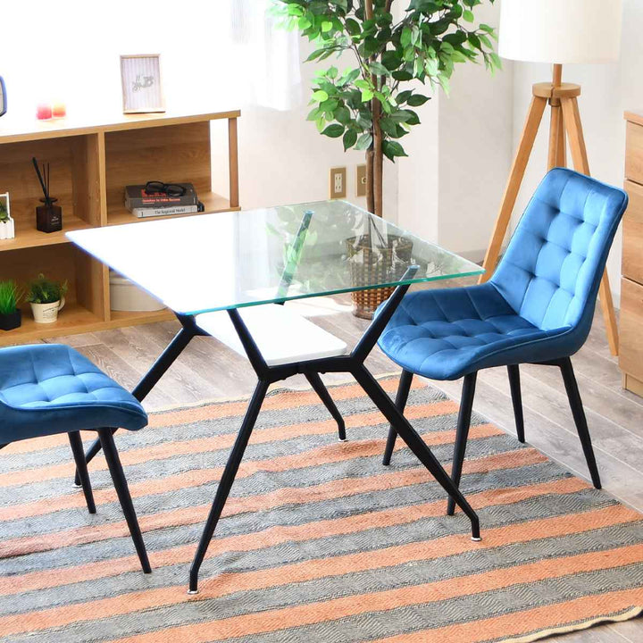 ダイニングチェア2脚セット疲れにくい背もたれベロア座面高42cm