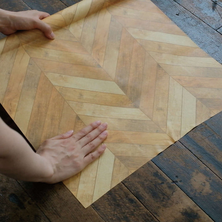 リメイクシート床用mtCASAfleece木目フローリングフレンチヘリンボーン46cm×3mカビ防止剤配合