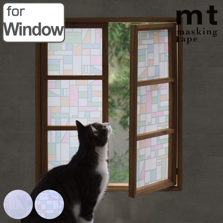 リメイクシート窓用mtCASAshade幾何学タイルチョガッポ23cm×3mカビ防止剤配合
