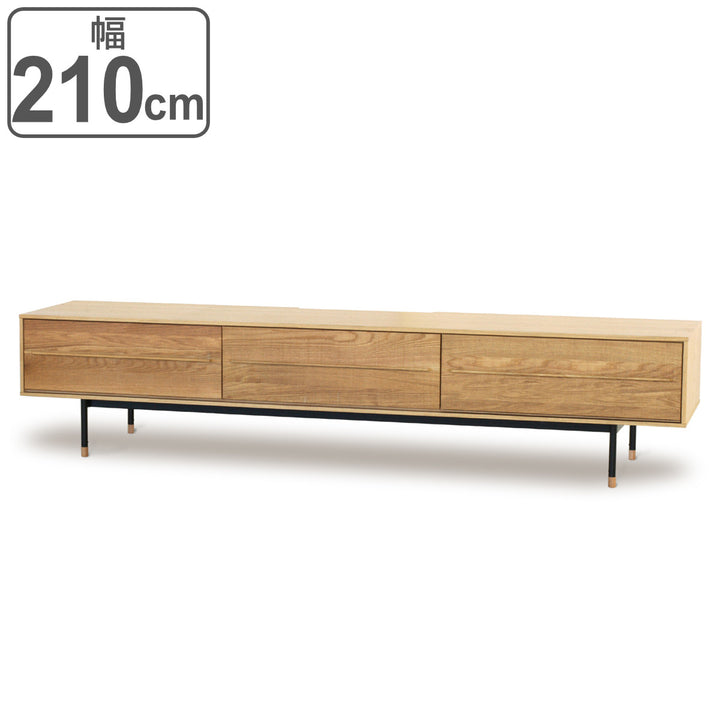テレビボードヴィンテージ調オーク無垢材鋸目デザイン幅210cm