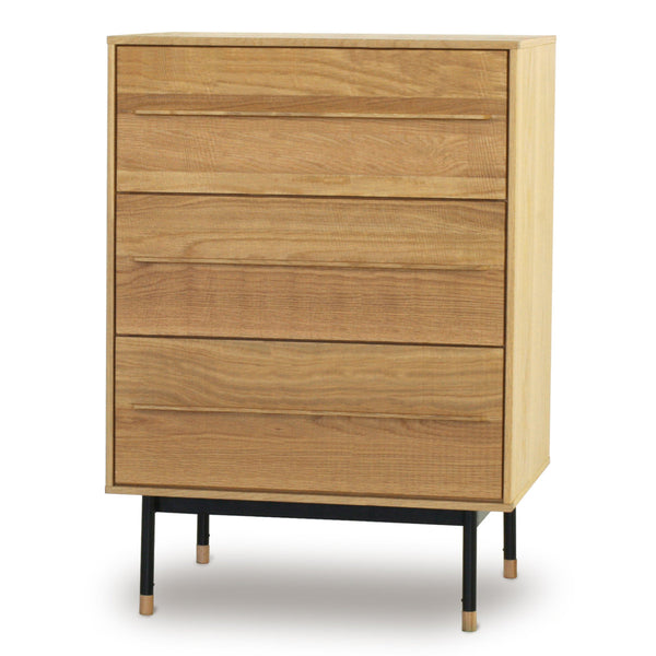 サイドチェスト3段ヴィンテージ調オーク無垢材鋸目デザイン幅60cm