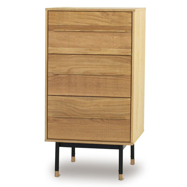 サイドチェスト3段ヴィンテージ調オーク無垢材鋸目デザイン幅45cm