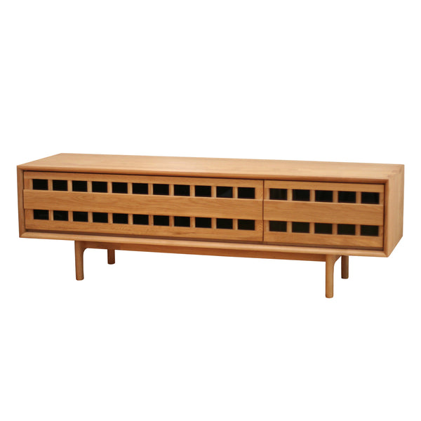 テレビボード和モダン格子デザイン幅150cmホワイトオーク