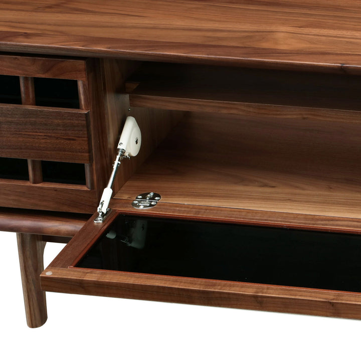 テレビボード和モダン格子デザイン幅180cmウォールナット