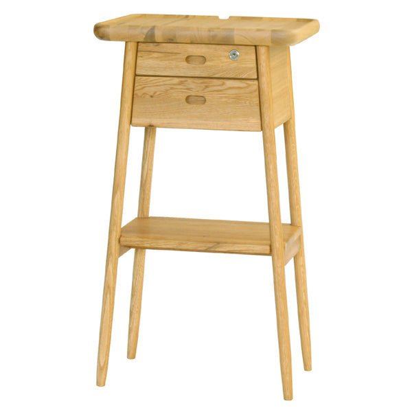 チェストラック鍵付オーク無垢材幅50cm