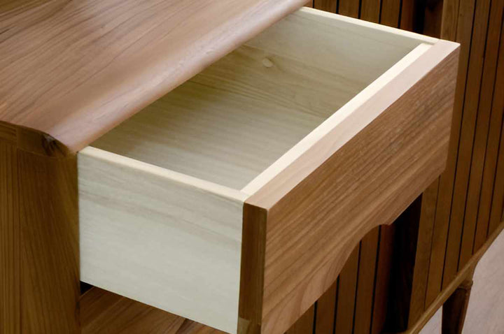 サイドボード縦格子デザインウォールナット突板KISSUI幅120cm