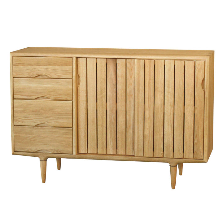 サイドボード縦格子デザインオーク無垢材KISSUI幅120cm