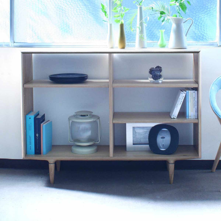 オープンシェルフ3段2列オーク無垢材KISSUI幅120cm