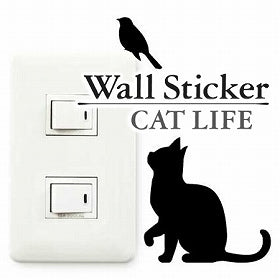 ウォールステッカー　壁紙シール　猫　鳥発見　CAT LIFE