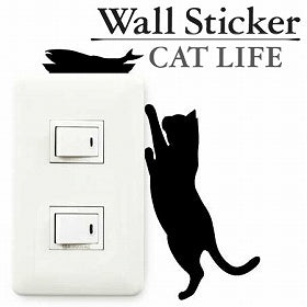 ウォールステッカー　壁紙シール　猫　お魚欲しい　CAT LIFE